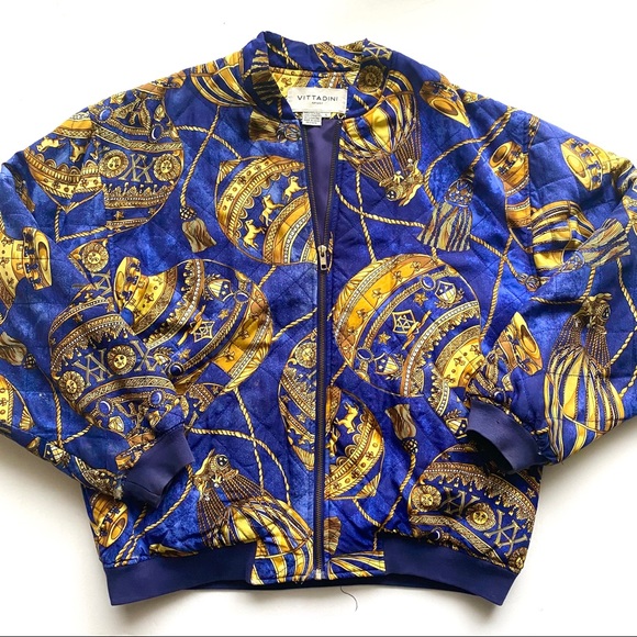 ✨💙 VINTAGE SILK BOMBER JACKET 💙✨ - Picture 2 of 4